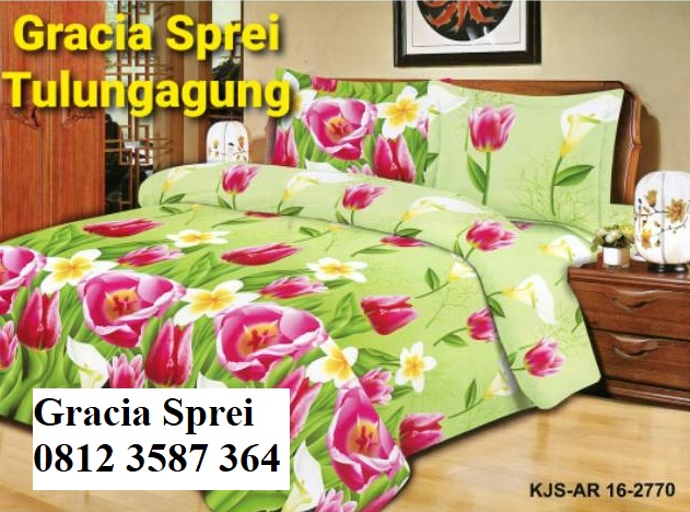 <p>Sprei Disperse dengan motif bunga hijau pink, d